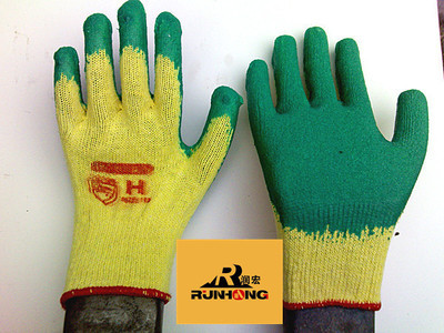 潤(rùn)宏勞保手套廠批發(fā)黃色棉紗線浸涂乳膠皺紋手套——專業(yè)防護(hù)，信賴之選